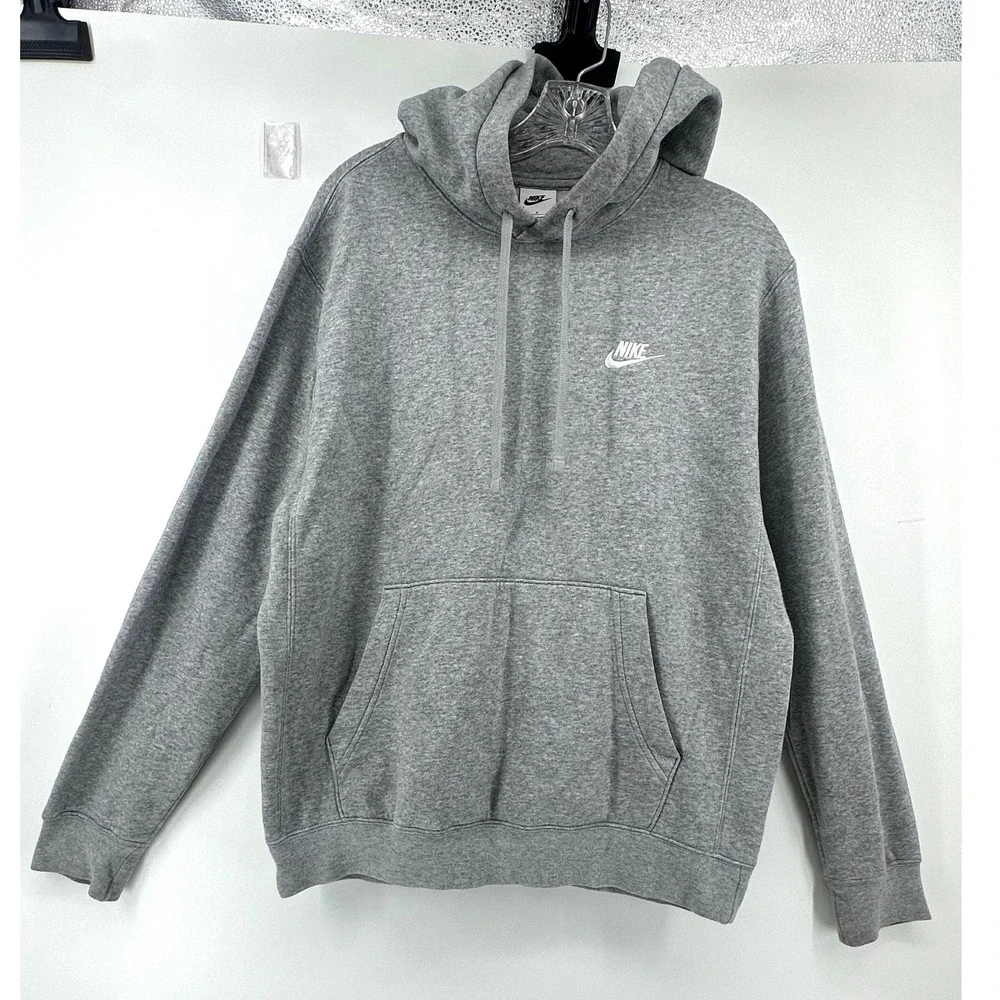 Nike Sportswear Club Fleece Pullover Hoodie Heather Grey Mens Small